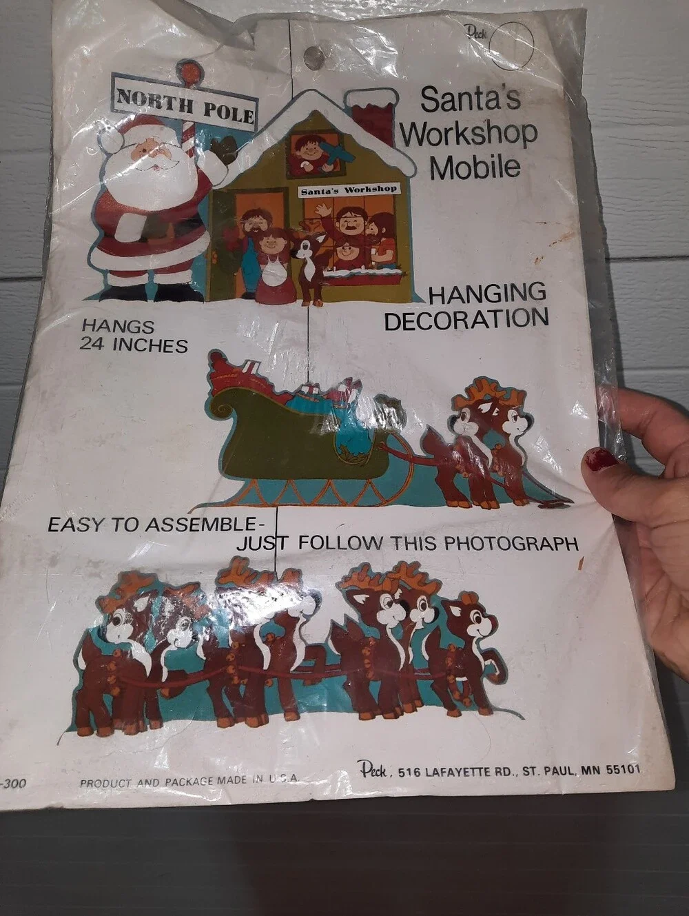 Vintage Peck Santa's Workshop Mobile Hanging Decoration
